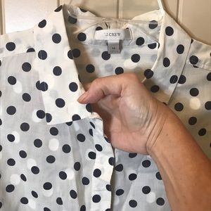EUC J Crew 3/4 button Polka Dot Blouse. Sz 14.